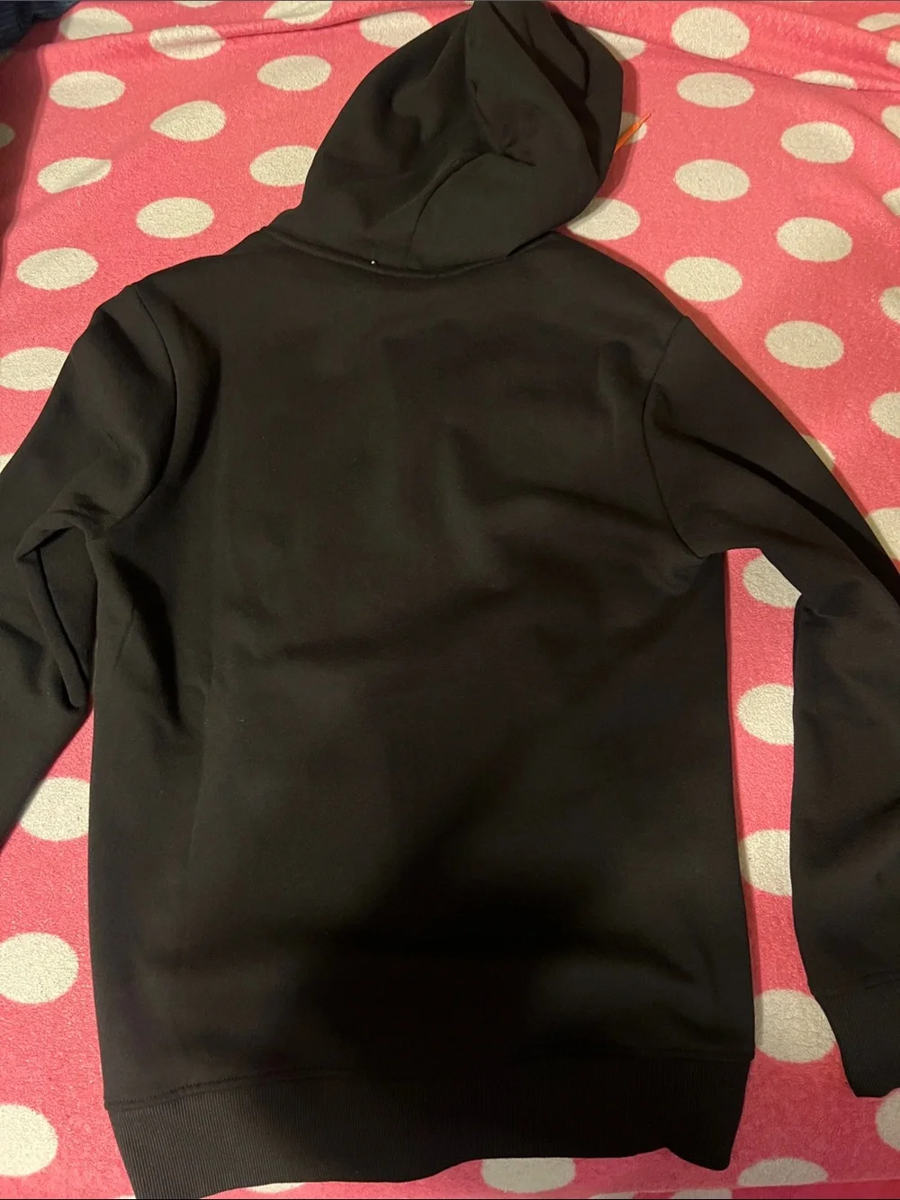 True Religion Black Zip-Up Hoodie with Orange Logo and Drawstrings